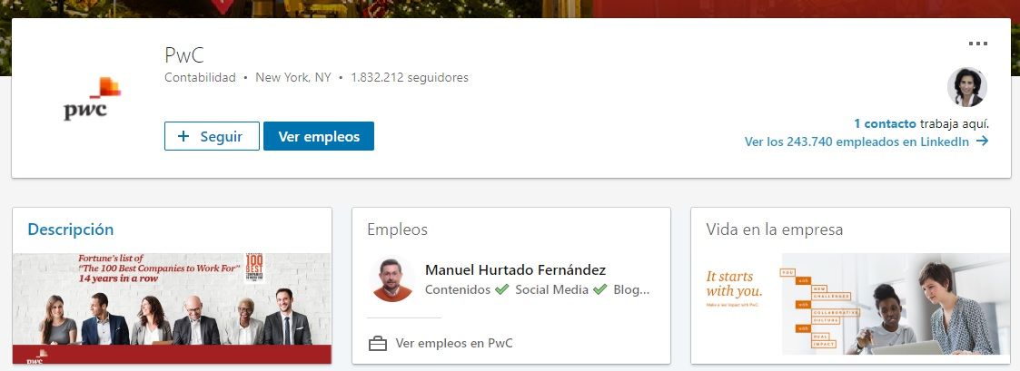 Marca empleadora en LinkedIn: Página de empresa en LinkedIn de PwC